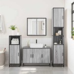 vidaXL Set mobilier de baie, 2 piese, gri sonoma, lemn prelucrat vidaXL Set mobilier de baie, 2 piese, gri sonoma, lemn prelucrat