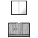 vidaXL Set mobilier de baie, 2 piese, gri sonoma, lemn prelucrat vidaXL Set mobilier de baie, 2 piese, gri sonoma, lemn prelucrat