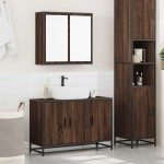vidaXL Set mobilier de baie, 2 piese, stejar maro, lemn prelucrat vidaXL Set mobilier de baie, 2 piese, stejar maro, lemn prelucrat