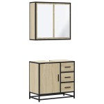 vidaXL Set mobilier de baie, 2 piese, stejar sonoma, lemn prelucrat vidaXL Set mobilier de baie, 2 piese, stejar sonoma, lemn prelucrat