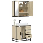 vidaXL Set mobilier de baie, 2 piese, stejar sonoma, lemn prelucrat vidaXL Set mobilier de baie, 2 piese, stejar sonoma, lemn prelucrat
