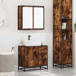 vidaXL Set mobilier de baie, 2 piese, stejar fumuriu, lemn prelucrat vidaXL Set mobilier de baie, 2 piese, stejar fumuriu, lemn prelucrat
