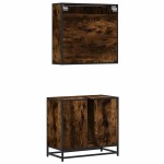 vidaXL Set mobilier de baie, 2 piese, stejar fumuriu, lemn prelucrat vidaXL Set mobilier de baie, 2 piese, stejar fumuriu, lemn prelucrat