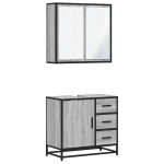 vidaXL Set mobilier de baie, 2 piese, gri sonoma, lemn prelucrat vidaXL Set mobilier de baie, 2 piese, gri sonoma, lemn prelucrat