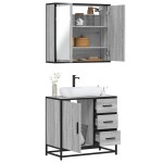 vidaXL Set mobilier de baie, 2 piese, gri sonoma, lemn prelucrat vidaXL Set mobilier de baie, 2 piese, gri sonoma, lemn prelucrat