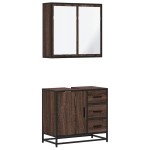 vidaXL Set mobilier de baie, 2 piese, stejar maro, lemn prelucrat vidaXL Set mobilier de baie, 2 piese, stejar maro, lemn prelucrat