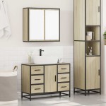 vidaXL Set mobilier de baie, 2 piese, stejar sonoma, lemn prelucrat vidaXL Set mobilier de baie, 2 piese, stejar sonoma, lemn prelucrat