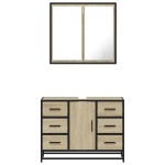 vidaXL Set mobilier de baie, 2 piese, stejar sonoma, lemn prelucrat vidaXL Set mobilier de baie, 2 piese, stejar sonoma, lemn prelucrat