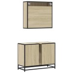 vidaXL Set mobilier de baie, 2 piese, stejar sonoma, lemn prelucrat vidaXL Set mobilier de baie, 2 piese, stejar sonoma, lemn prelucrat