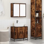 vidaXL Set mobilier de baie, 2 piese, stejar fumuriu, lemn prelucrat vidaXL Set mobilier de baie, 2 piese, stejar fumuriu, lemn prelucrat