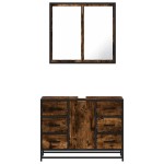 vidaXL Set mobilier de baie, 2 piese, stejar fumuriu, lemn prelucrat vidaXL Set mobilier de baie, 2 piese, stejar fumuriu, lemn prelucrat
