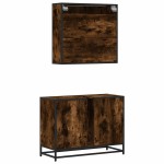 vidaXL Set mobilier de baie, 2 piese, stejar fumuriu, lemn prelucrat vidaXL Set mobilier de baie, 2 piese, stejar fumuriu, lemn prelucrat