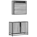 vidaXL Set mobilier de baie, 2 piese, gri sonoma, lemn prelucrat vidaXL Set mobilier de baie, 2 piese, gri sonoma, lemn prelucrat