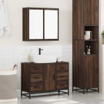 vidaXL Set mobilier de baie, 2 piese, stejar maro, lemn prelucrat vidaXL Set mobilier de baie, 2 piese, stejar maro, lemn prelucrat