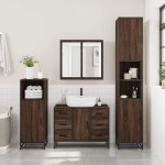 vidaXL Set mobilier de baie, 2 piese, stejar maro, lemn prelucrat vidaXL Set mobilier de baie, 2 piese, stejar maro, lemn prelucrat