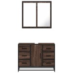 vidaXL Set mobilier de baie, 2 piese, stejar maro, lemn prelucrat vidaXL Set mobilier de baie, 2 piese, stejar maro, lemn prelucrat