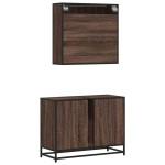 vidaXL Set mobilier de baie, 2 piese, stejar maro, lemn prelucrat vidaXL Set mobilier de baie, 2 piese, stejar maro, lemn prelucrat