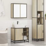 vidaXL Set mobilier de baie, 2 piese, stejar sonoma, lemn prelucrat