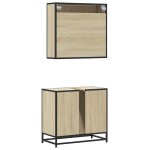 vidaXL Set mobilier de baie, 2 piese, stejar sonoma, lemn prelucrat