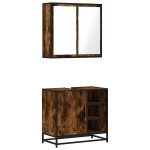 vidaXL Set mobilier de baie, 2 piese, stejar fumuriu, lemn prelucrat vidaXL Set mobilier de baie, 2 piese, stejar fumuriu, lemn prelucrat