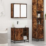 vidaXL Set mobilier de baie, 2 piese, stejar fumuriu, lemn prelucrat vidaXL Set mobilier de baie, 2 piese, stejar fumuriu, lemn prelucrat