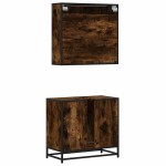vidaXL Set mobilier de baie, 2 piese, stejar fumuriu, lemn prelucrat vidaXL Set mobilier de baie, 2 piese, stejar fumuriu, lemn prelucrat