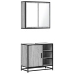 vidaXL Set mobilier de baie, 2 piese, gri sonoma, lemn prelucrat vidaXL Set mobilier de baie, 2 piese, gri sonoma, lemn prelucrat