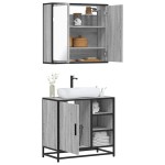 vidaXL Set mobilier de baie, 2 piese, gri sonoma, lemn prelucrat vidaXL Set mobilier de baie, 2 piese, gri sonoma, lemn prelucrat