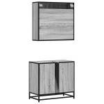 vidaXL Set mobilier de baie, 2 piese, gri sonoma, lemn prelucrat vidaXL Set mobilier de baie, 2 piese, gri sonoma, lemn prelucrat
