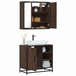vidaXL Set mobilier de baie, 2 piese, stejar maro, lemn prelucrat vidaXL Set mobilier de baie, 2 piese, stejar maro, lemn prelucrat