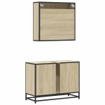 vidaXL Set mobilier de baie, 2 piese, stejar sonoma, lemn prelucrat vidaXL Set mobilier de baie, 2 piese, stejar sonoma, lemn prelucrat