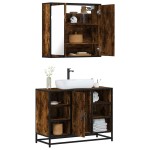 vidaXL Set mobilier de baie, 2 piese, stejar fumuriu, lemn prelucrat vidaXL Set mobilier de baie, 2 piese, stejar fumuriu, lemn prelucrat