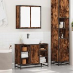 vidaXL Set mobilier de baie, 2 piese, stejar fumuriu, lemn prelucrat vidaXL Set mobilier de baie, 2 piese, stejar fumuriu, lemn prelucrat