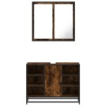 vidaXL Set mobilier de baie, 2 piese, stejar fumuriu, lemn prelucrat vidaXL Set mobilier de baie, 2 piese, stejar fumuriu, lemn prelucrat