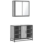 vidaXL Set mobilier de baie, 2 piese, gri sonoma, lemn prelucrat vidaXL Set mobilier de baie, 2 piese, gri sonoma, lemn prelucrat
