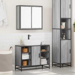vidaXL Set mobilier de baie, 2 piese, gri sonoma, lemn prelucrat vidaXL Set mobilier de baie, 2 piese, gri sonoma, lemn prelucrat