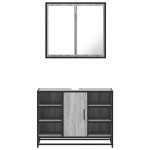 vidaXL Set mobilier de baie, 2 piese, gri sonoma, lemn prelucrat vidaXL Set mobilier de baie, 2 piese, gri sonoma, lemn prelucrat