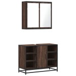 vidaXL Set mobilier de baie, 2 piese, stejar maro, lemn prelucrat vidaXL Set mobilier de baie, 2 piese, stejar maro, lemn prelucrat