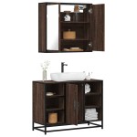 vidaXL Set mobilier de baie, 2 piese, stejar maro, lemn prelucrat vidaXL Set mobilier de baie, 2 piese, stejar maro, lemn prelucrat