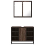 vidaXL Set mobilier de baie, 2 piese, stejar maro, lemn prelucrat vidaXL Set mobilier de baie, 2 piese, stejar maro, lemn prelucrat