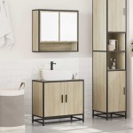 vidaXL Set mobilier de baie, 2 piese, stejar sonoma, lemn prelucrat vidaXL Set mobilier de baie, 2 piese, stejar sonoma, lemn prelucrat