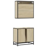 vidaXL Set mobilier de baie, 2 piese, stejar sonoma, lemn prelucrat vidaXL Set mobilier de baie, 2 piese, stejar sonoma, lemn prelucrat