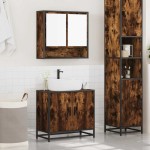 vidaXL Set mobilier de baie, 2 piese, stejar fumuriu, lemn prelucrat vidaXL Set mobilier de baie, 2 piese, stejar fumuriu, lemn prelucrat