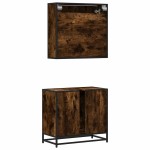 vidaXL Set mobilier de baie, 2 piese, stejar fumuriu, lemn prelucrat vidaXL Set mobilier de baie, 2 piese, stejar fumuriu, lemn prelucrat