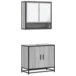 vidaXL Set mobilier de baie, 2 piese, gri sonoma, lemn prelucrat vidaXL Set mobilier de baie, 2 piese, gri sonoma, lemn prelucrat