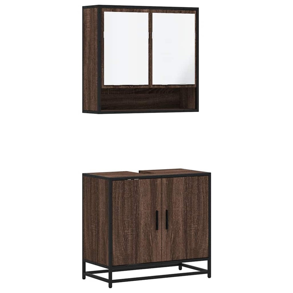 vidaXL Set mobilier de baie, 2 piese, stejar maro, lemn prelucrat