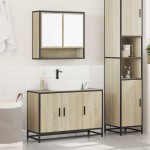 vidaXL Set mobilier de baie, 2 piese, stejar sonoma, lemn prelucrat vidaXL Set mobilier de baie, 2 piese, stejar sonoma, lemn prelucrat