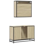 vidaXL Set mobilier de baie, 2 piese, stejar sonoma, lemn prelucrat vidaXL Set mobilier de baie, 2 piese, stejar sonoma, lemn prelucrat
