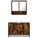 vidaXL Set mobilier de baie, 2 piese, stejar fumuriu, lemn prelucrat vidaXL Set mobilier de baie, 2 piese, stejar fumuriu, lemn prelucrat