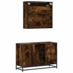vidaXL Set mobilier de baie, 2 piese, stejar fumuriu, lemn prelucrat vidaXL Set mobilier de baie, 2 piese, stejar fumuriu, lemn prelucrat